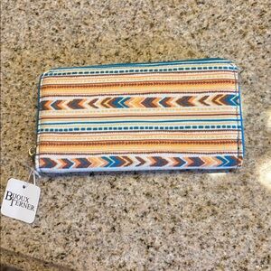 Bijoux Terner Southwestern Style Embroidered Canvas Wallet